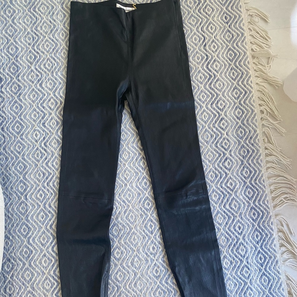 Saint Laurent YSL Black Lamb Leather Pants Leggings 34